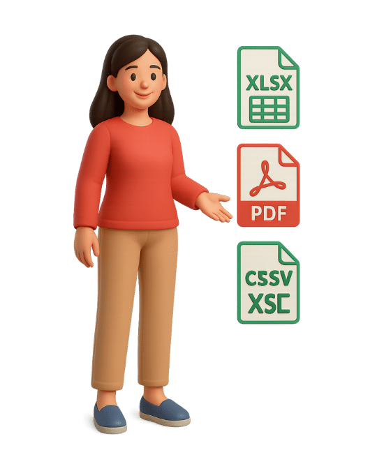 Excel PDF CSV Excel PDF CSV